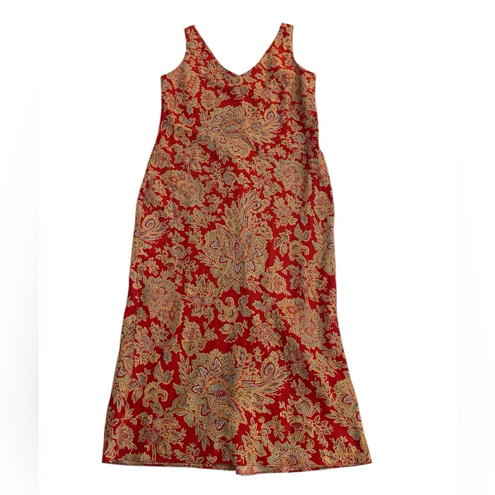 Ralph Laure Paisley Print Linen Slip Dress size 8